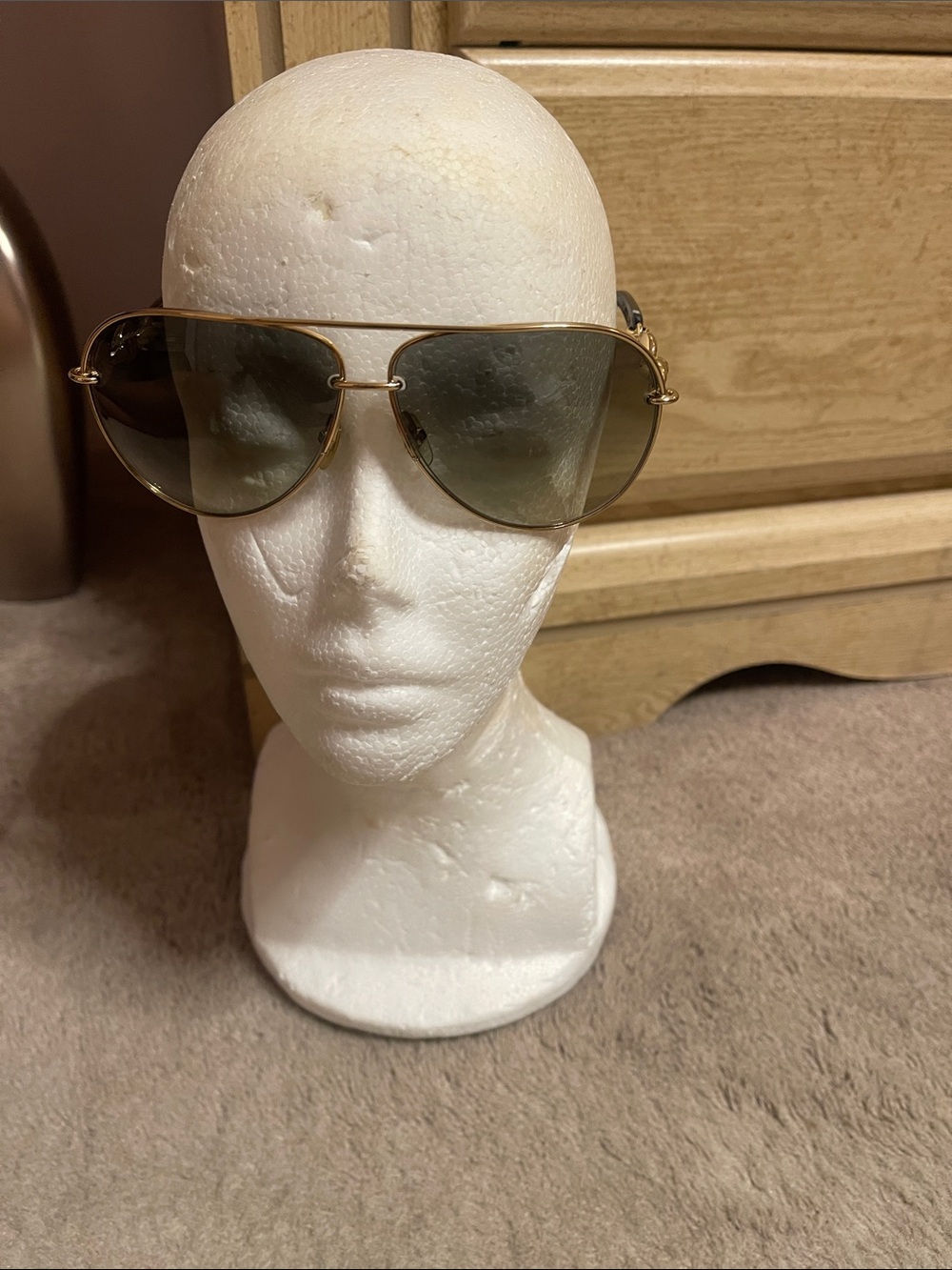 Gucci Gold Aviator Sunglasses with Gray Lenses - Picture 5 of 7